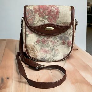 LIZ CLAIBORNE Vintage Floral Crossbody Saddle Purse Handbag